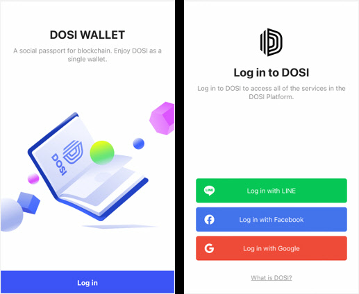 도시 월렛(DOSI Wallet) 메인페이지. 라인 넥스트 제공
